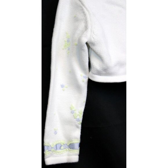 2004 Gymboree Petit Four White Cardigan Bolero Sweater sz 5 Easter Lavender Flow - Picture 8 of 9